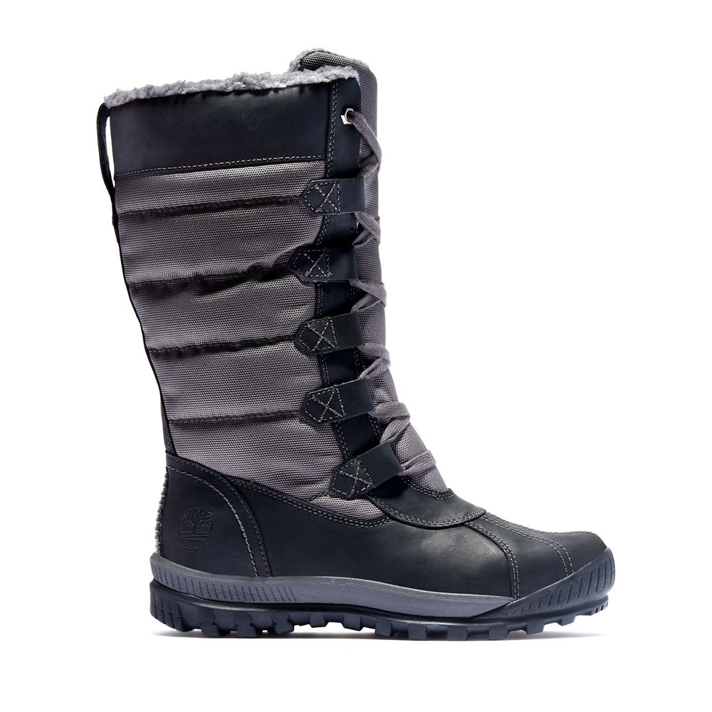 Botas de Nieve Timberland Mujer Mt. Hayes Tall Waterproof Negras/Gris - Chile NMT-836791